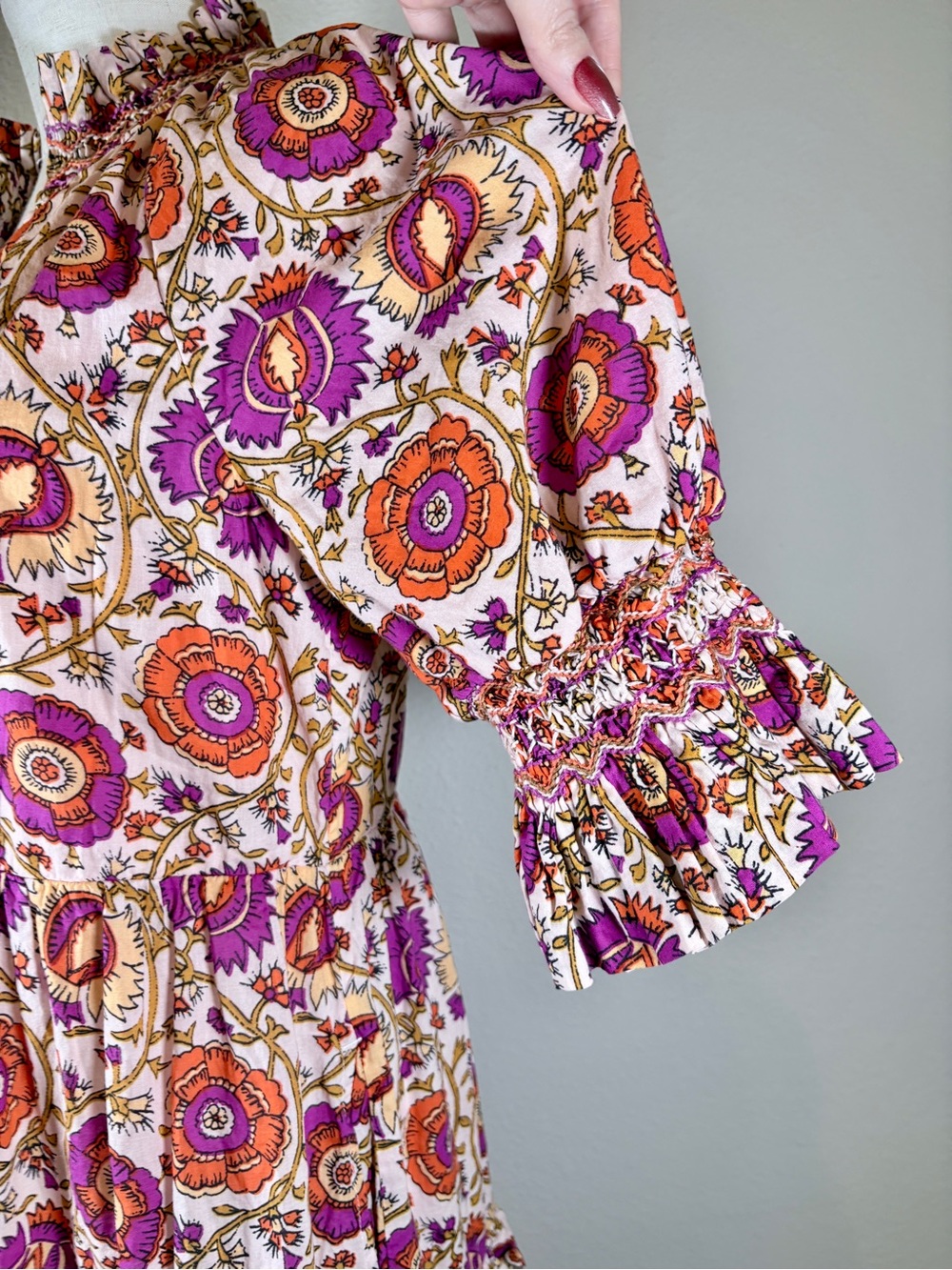 Figue 100% Cotton Halima Floral Vine Dress Size Medium - Picture 6 of 11